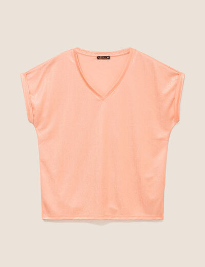 T-shirt manches courtes rose saumon femme
