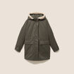 Parka cintr&eacute;e 4 en 1 avec capuche vert kaki femme