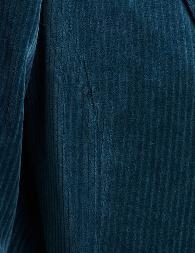 Veste tailleur velours bleu canard femme