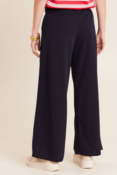 Pantalon large à pont bleu foncé femme