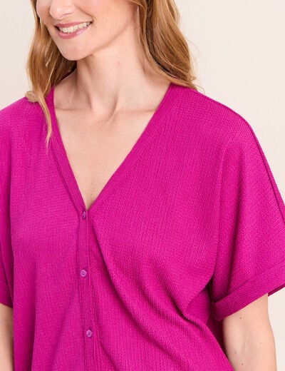 Chemisette effet boule manches courtes violet clair femme