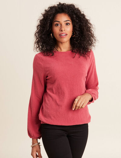 T-shirt manches longues rouge foncé femme