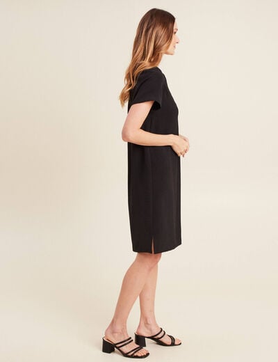 Robe droite manches courtes noir femme