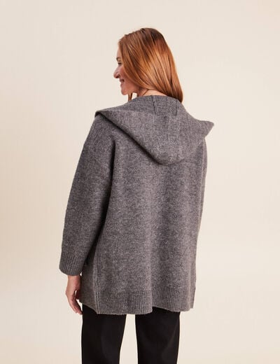 Gilet droit long gris fonc&eacute; femme
