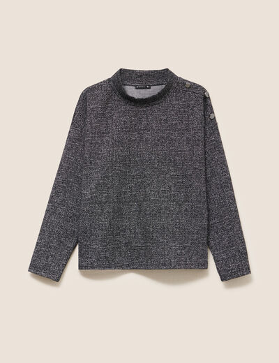 Top manches longues col montant gris femme