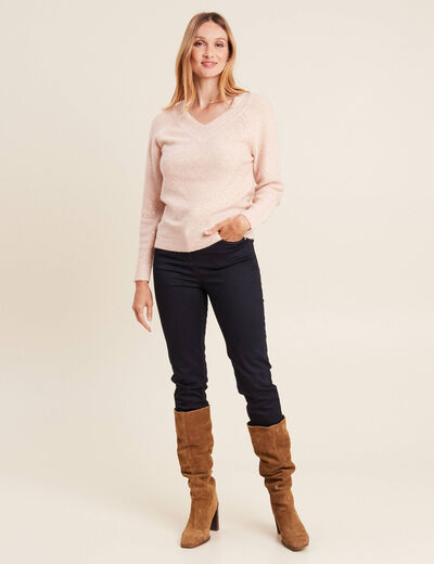 Pull manches longues rose poudrée femme