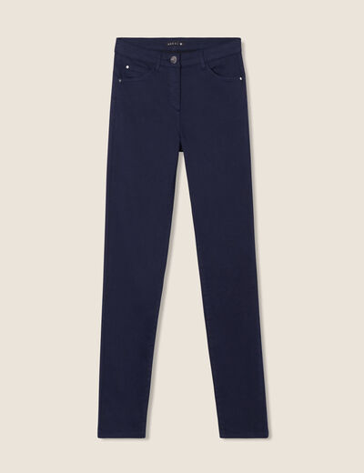 Pantalon léger taille standard long bleu marine femme