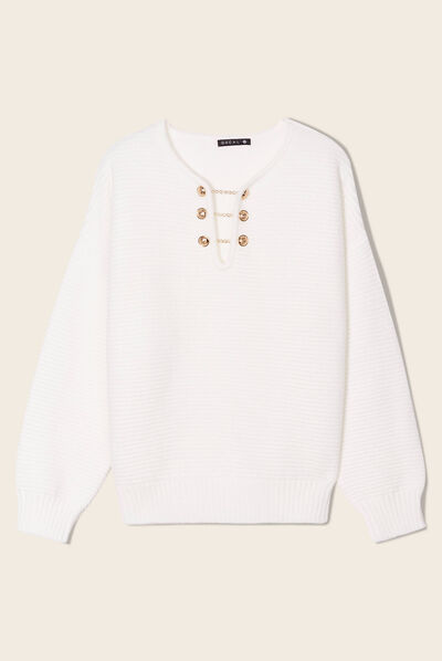 Pull manches longues ecru femme