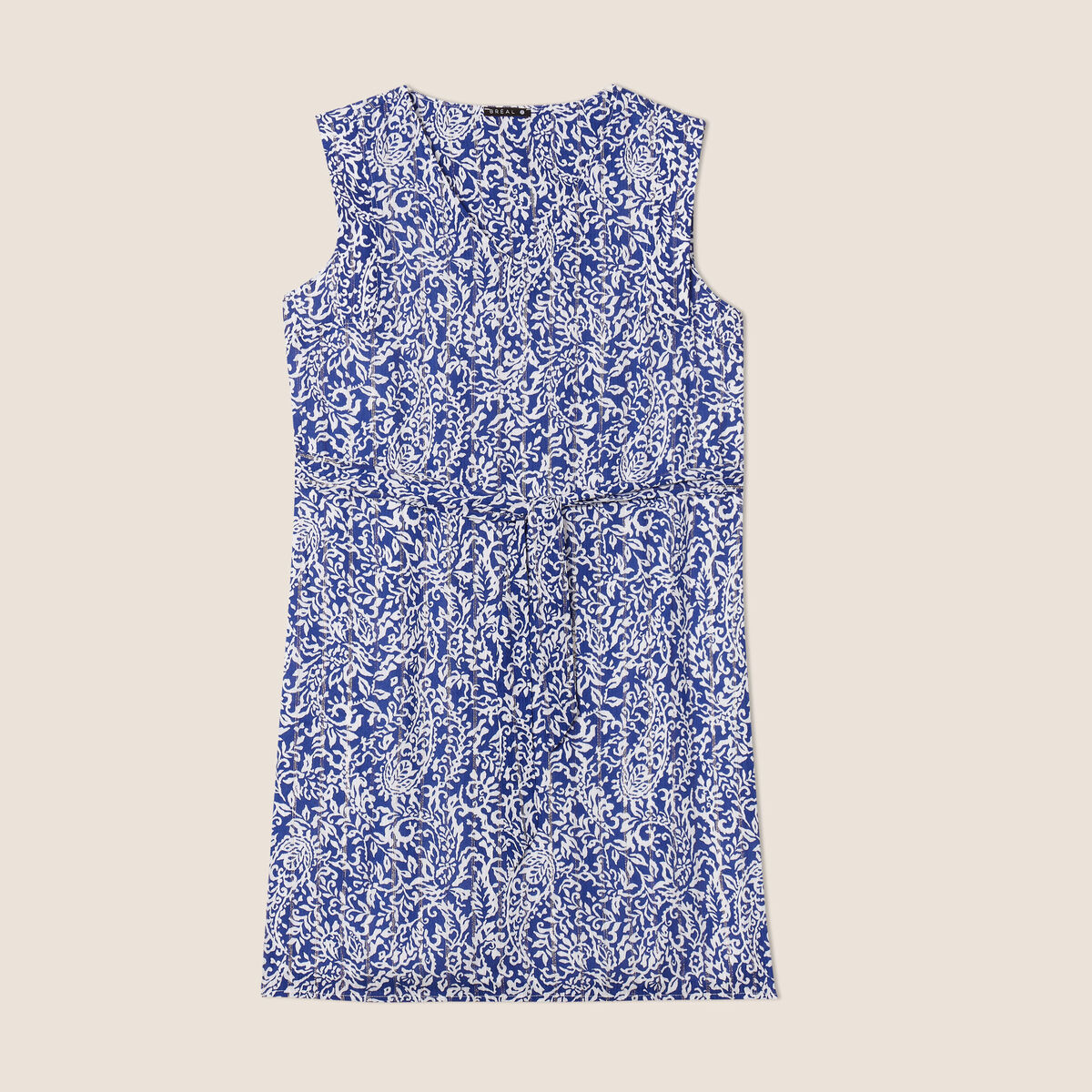Robe droite ceinturée bleu foncé femme