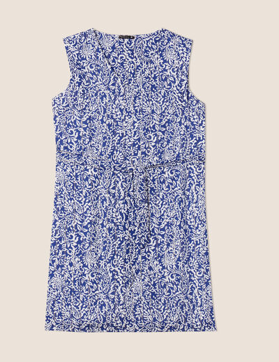Robe droite ceinturée bleu foncé femme