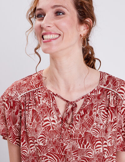 Blouse manches courtes rouge foncé femme