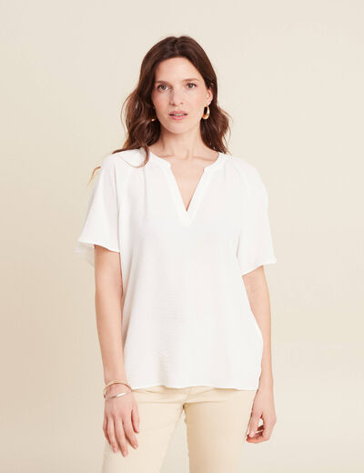 Blouse manches courtes ecru femme