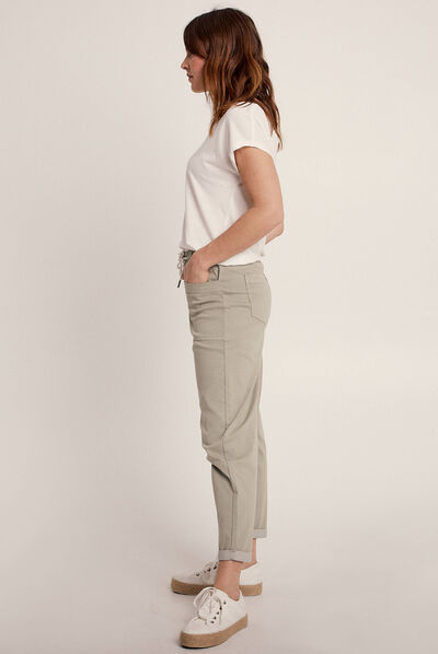 Pantalon flou à coulisse vert clair femme