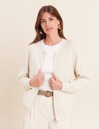 Gilet r&eacute;versible esprit bomber blanc femme