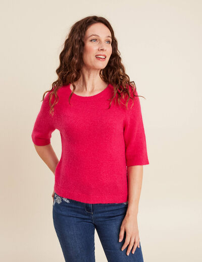 Pull col bateau rose femme