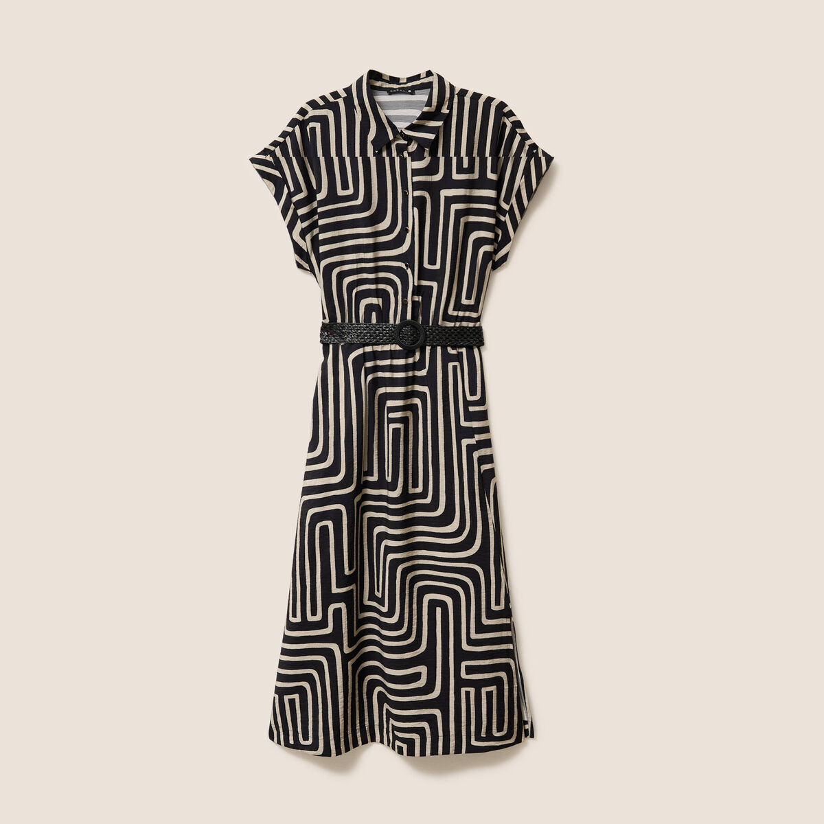 Robe avec ceinture amovible noir femme