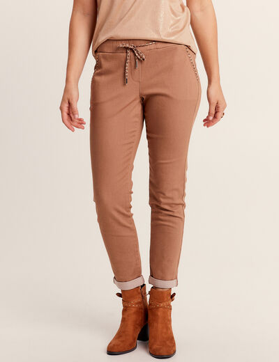 Pantalon jogger 7/8ème marron femme