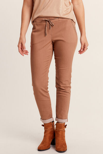 Pantalon jogger 7/8ème marron femme