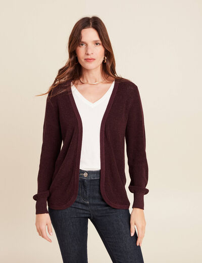 Gilet manches longues bordeaux femme