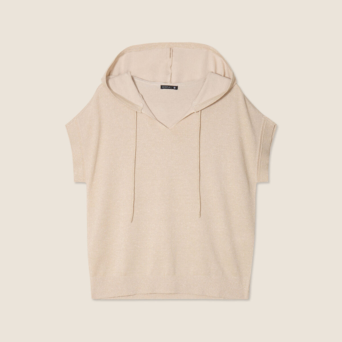 Pull sans manches à capuche couleur or femme