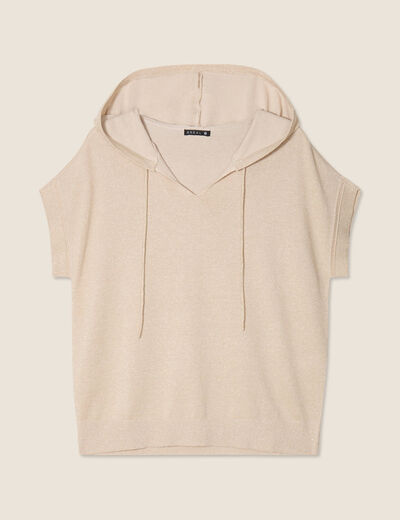 Pull sans manches à capuche couleur or femme