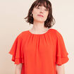Robe courte &eacute;vas&eacute;e manches courtes orange fonc&eacute; femme