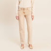 Jean taille bascul&eacute;e denim beige femme