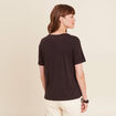 T-shirt manches courtes marron foncé femme