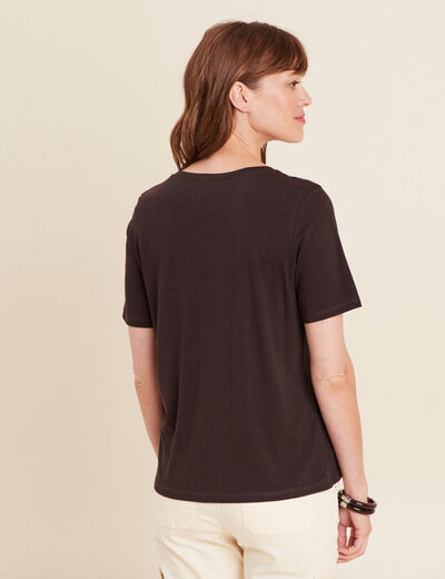 T-shirt manches courtes marron foncé femme