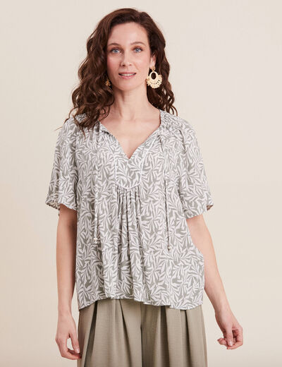 Blouse manches courtes vert kaki femme