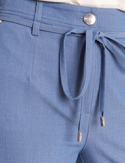 Pantalon coupe large taille haute fluide denim double stone femme