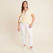 Pantalon droit taille haute 7/8ème blanc femme