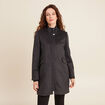 Manteau col montant doubl&eacute; gris fonc&eacute; femme