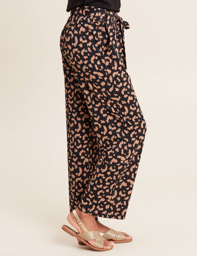 Pantalon ample taille haute noir femme