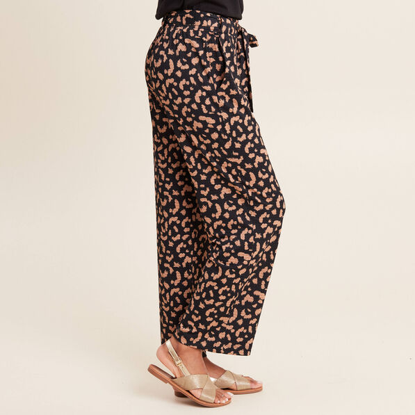 Pantalon ample taille haute noir femme
