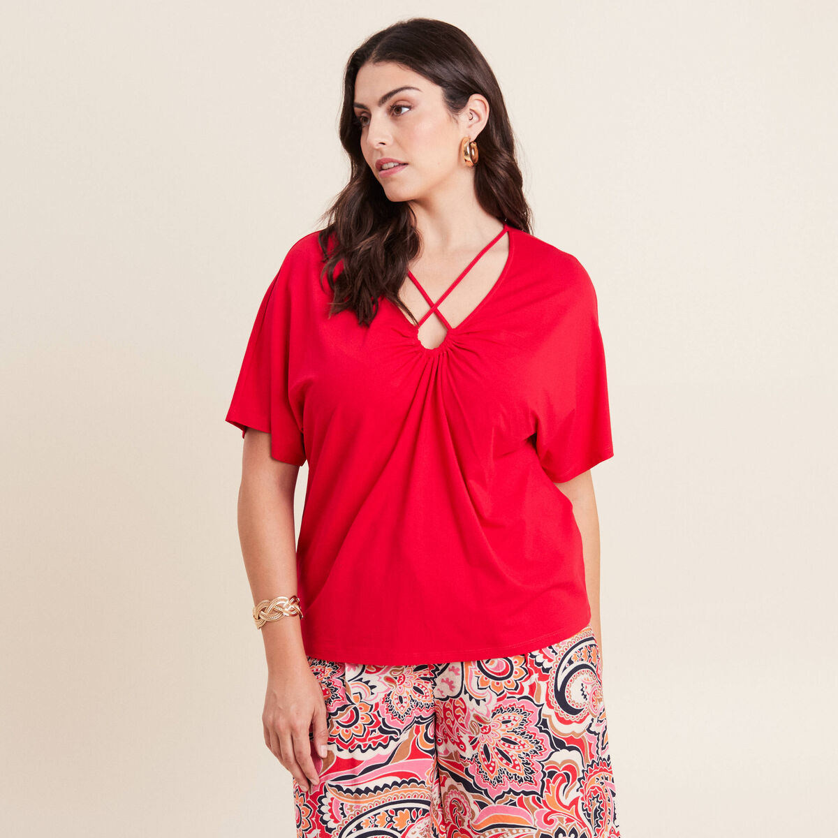 T-shirt manches courtes rouge femme