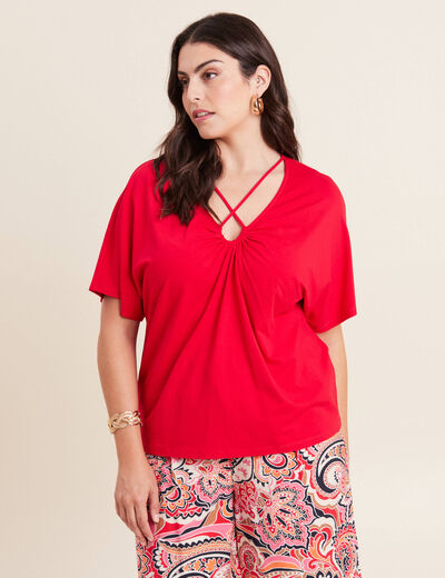 T-shirt manches courtes rouge femme