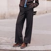 Pantalon large 7/8&egrave;me marron femme