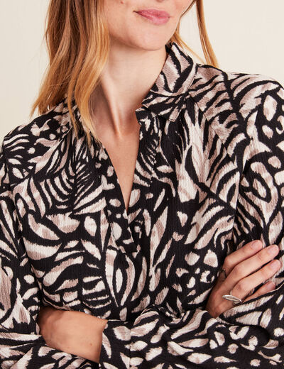 Blouse manches longues marron clair femme