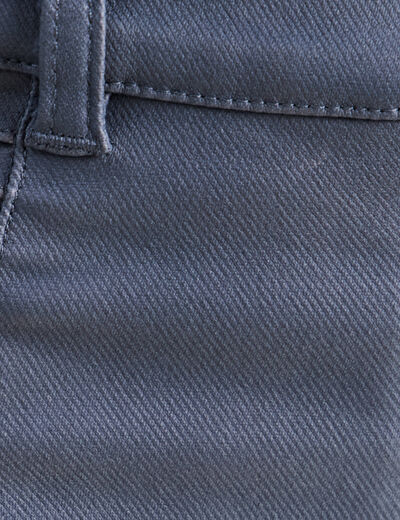 Pantalon enduit ajust&eacute; taille bascul&eacute;e bleu fonc&eacute; femme