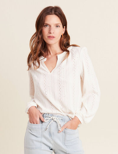Blouse manches longues ecru femme