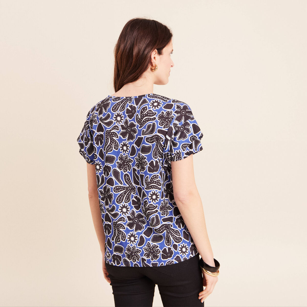 T-shirt manches courtes bleu femme