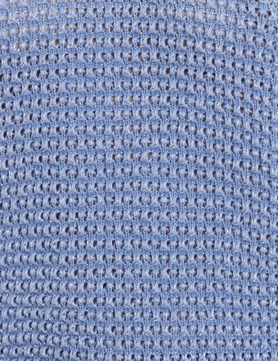Pull manches longues col en V bleu ciel femme
