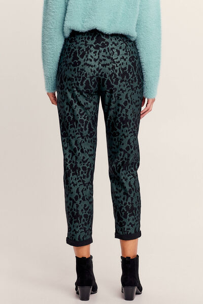 Pantalon décontracté vert kaki femme