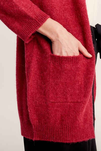 Gilet manches 3/4 rose framboise femme