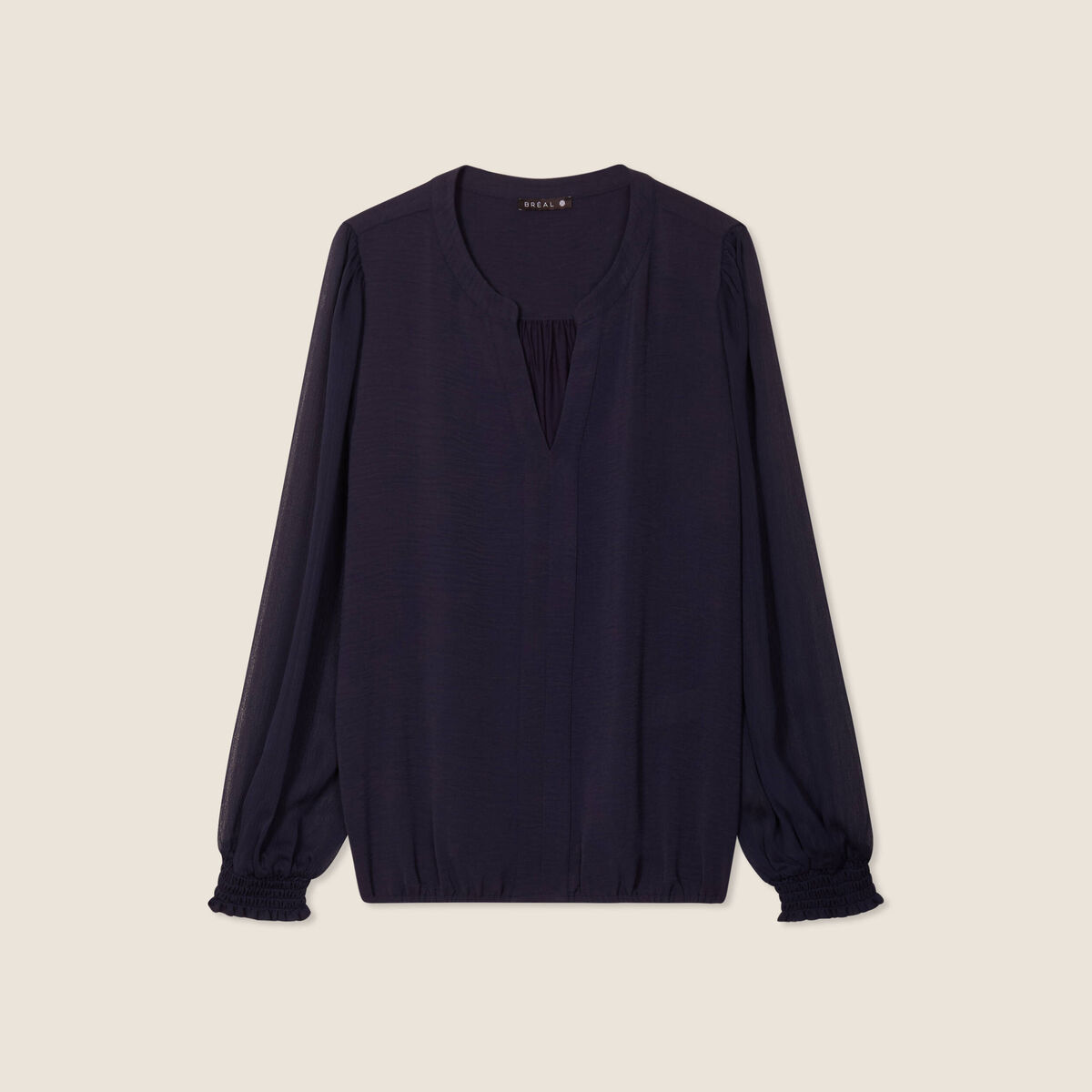 Blouse manches longues bleu foncé femme
