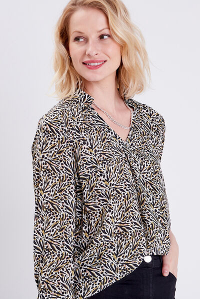 Blouse manches 3/4 ecru femme