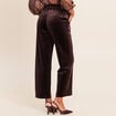 Pantalon large taille haute marron fonc&eacute; femme