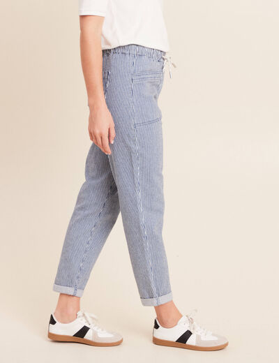 Jean coupe mom 7/8&egrave;me bleu femme