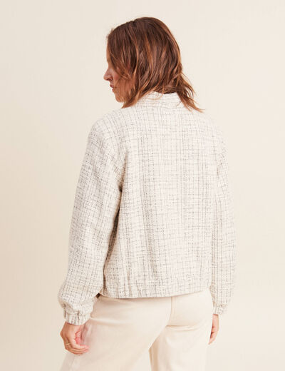 Veste droite col châle blanc femme